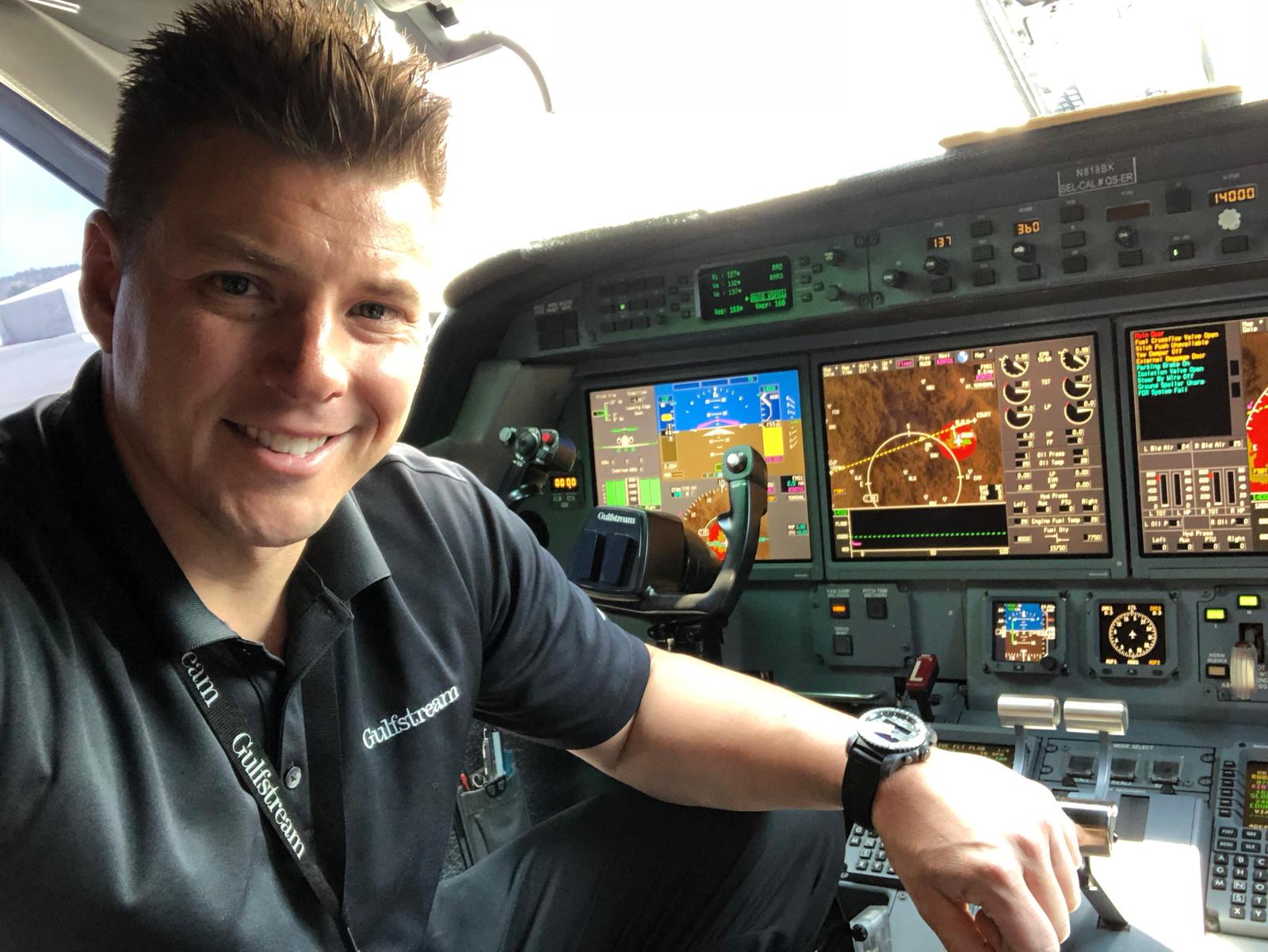 Pilot Profile inside a private jet